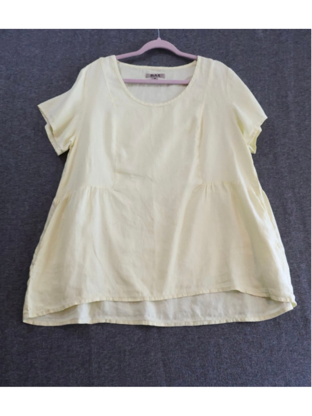 FLAX Women’s Cream Babydoll Tunic Top Short Sleeve High Low Size M - Picture 3 of 6